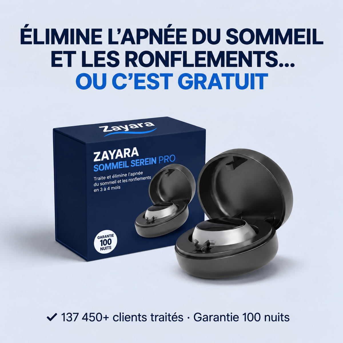 Zayara™ Pro — Élimine les ronflements et l’apnée du sommeil