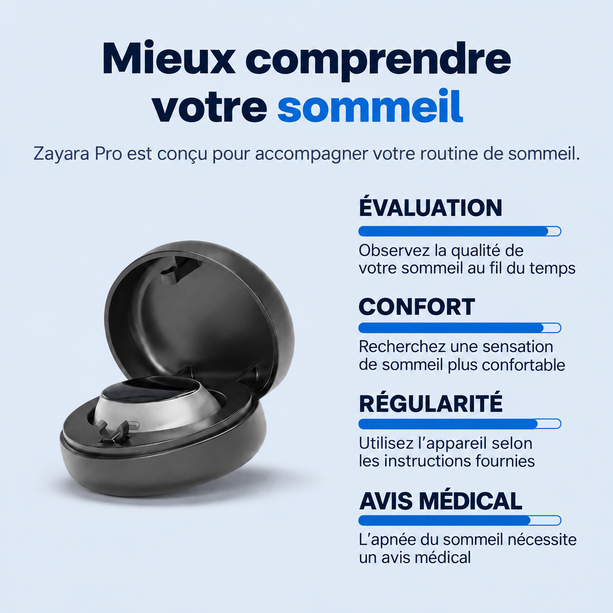 Zayara™ Pro — Élimine les ronflements et l’apnée du sommeil